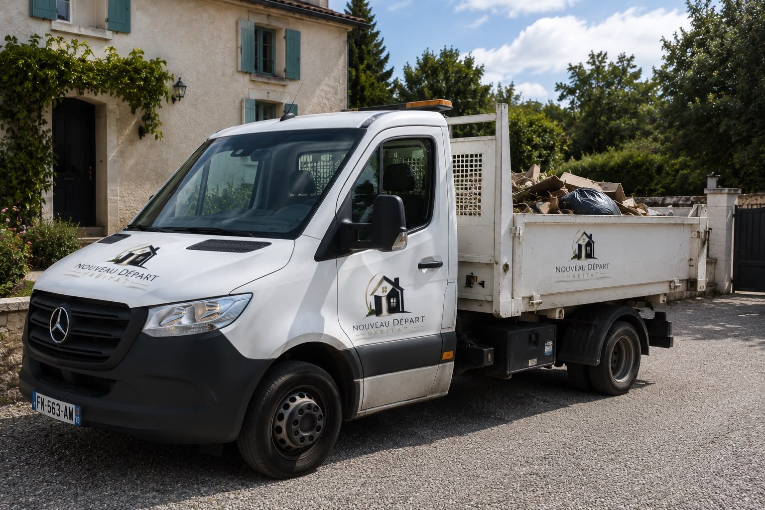 Camion benne pour l'évacuation des encombrants